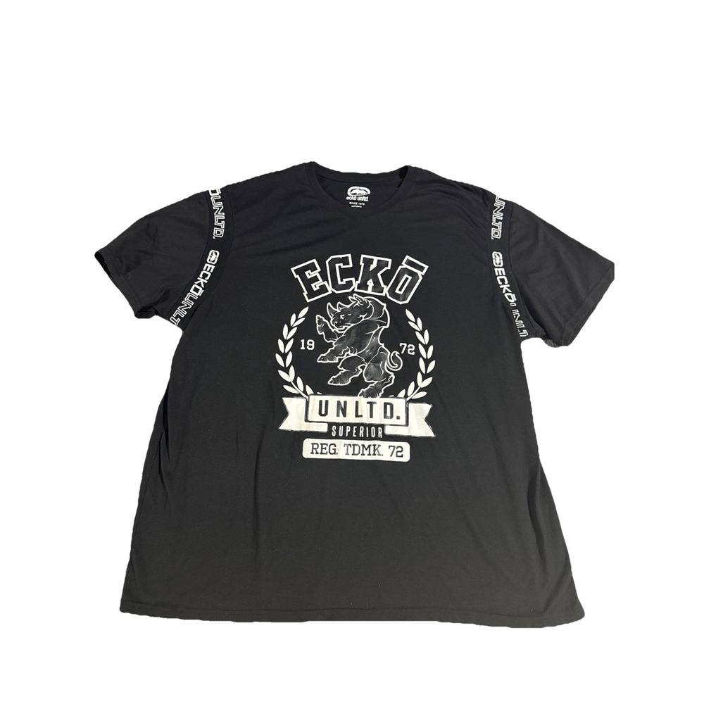 Y2K Ecko Unltd Mens Spell Out Logo Graphic Classic T Shirt Black Sz 3XL